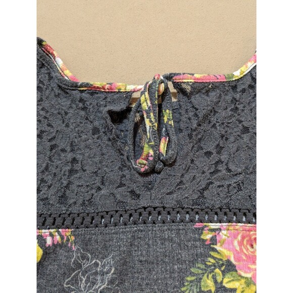 Torrid Womens Gray Pink Peach Flower Floral Lace Smock Ruffle Sleeve Top Size 1 - Picture 4 of 11